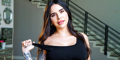 Inked brunette girl gets fucked in front of her sister