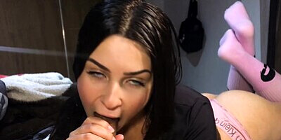 Deepthroat on blowjob while he jerks me off and fingering me