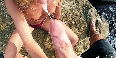 Sex on a Public Beach in Greece with Cum in Mouth! Amateur Couple LeoLulu