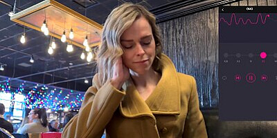 Public fun in changing room and restaurant with Lush remote controlled vibrator