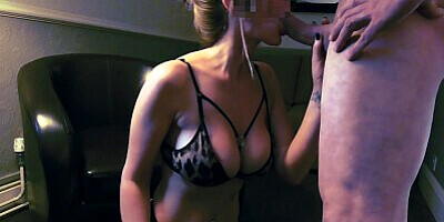 Busty babe with big tits gets fucked in hotel room and covered in cum