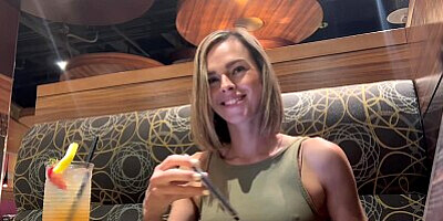 Cumming hard in public restaurant with Lush remote controlled vibrator