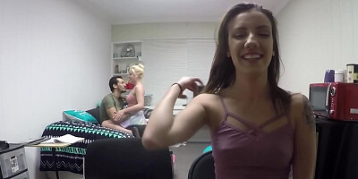 Teen sexy girl sets camera on filming sex of roommates