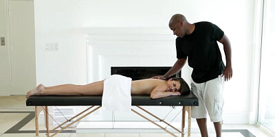 Interracial sex after massage with Mandingo