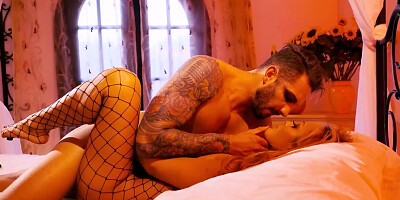 Naughty vampire couple has a passionate fucking session