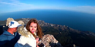 Risky Public fuck on a cliff. Amateur Mia Bandini