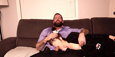 Stepdad and Stepdaughter. Risky Cum in her Mouth. (HARD FACE FUCKING)