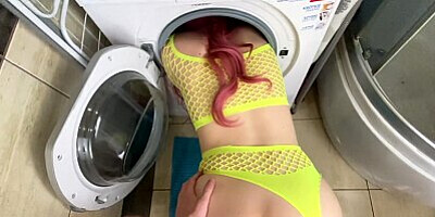 My stepmom got stuck in the washing machine and I decided to fuck her. She didn't mind!
