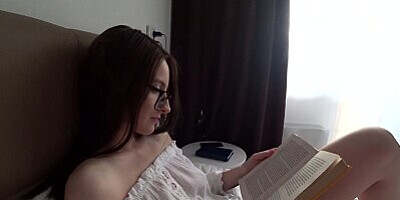 Hot Stepsister reading a book and playing with my dick - Anny Walker