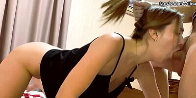 Stepfather resolve his stepdaughter's pussy problem