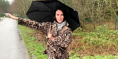 A truck driver fucked a amazing brunette in the woods