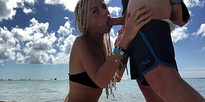 Public Deepthroat sloppy blowjob on island - Freya Stein