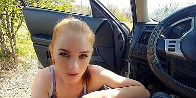 LesiAngel Very risky cock sucking and cum splashing in a public place