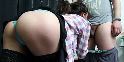 Fucked a student in stockings and skirt