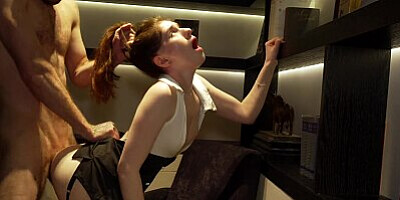 Why jerk off when you can fuck your secretary in her tight, pink pussy?