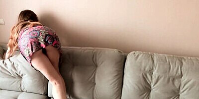 Brazenly Fucked Step Mom who Stuck in the Couch and Cum inside her - Russian Amateur with Dialogue