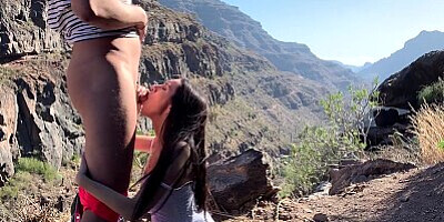 Tinder date with a beauty girl in the mountains ended with a hot fuck