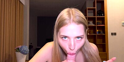 Birthday blowjob by Californiababe & hair cumshot