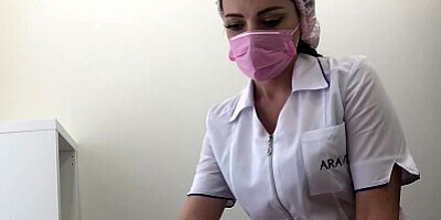 Blowjob in a medical office from a beautiful nurse