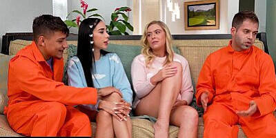 Supportive Step Sisters Krissy Knight & Gaby Ortega Satisfy Their Horny Step Brothers - SisSwap