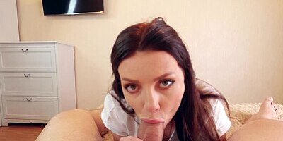Beautiful footjob, hot blowjob and powerful facial