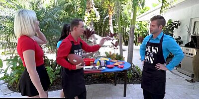 Attractive Teen Step Daughters Seduce Their Step Fathers While Playing Football During A Sunday BBQ