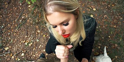 Risky Spontaneous BJ and Fuck in Public Forest