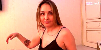 Stepson during a family trip to relatives fucks his stepmother in a hotel and cums in her mouth