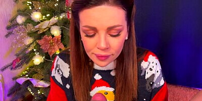 A Christmas gift. Super blowjob and cum swallowing
