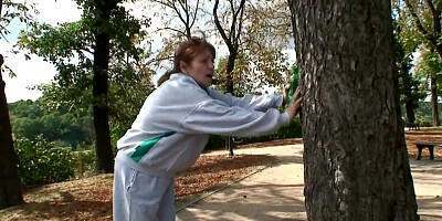 Granny jogger is going to let him fuck her juicy opening