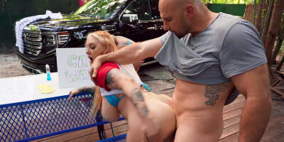 JMac picks up the thick blonde Skylar Vox in his new jeep