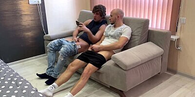 A friend's big-boobed mom fucked us hard when we were watching porn