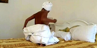After shower stepson massages stepmom with cream