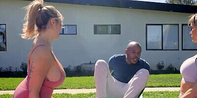 Brazzers - Roommates Pristine Edge & Chloe Surreal Compete For Their New Hot Master Yogi's Cock