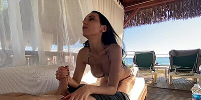 We were caught on a public beach twice. Blowjob with cum in mouth