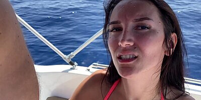 Juicy and risky blowjob in a boat. We've been spotted!