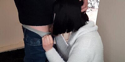 Public Dick Flash: Neighbor was surprised to see a guy jerking off but helped him cum (cum hater)