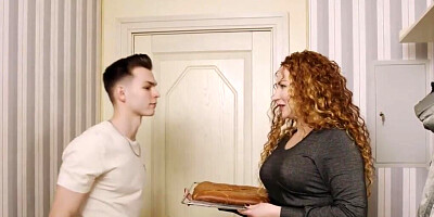 Very curvy European MILF gets fucked in the kitchen