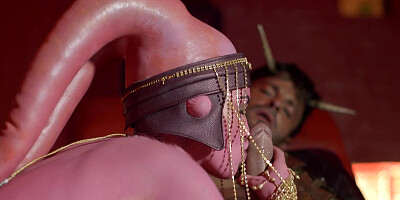 A threesome is going on in a star wars parody and it is looking good