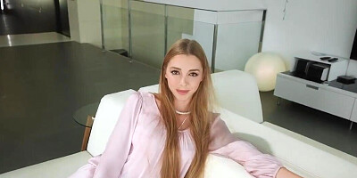 Pretty girl opens her pussy for a really hard penis