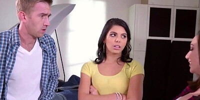 Step Sisters Share Cock behind Dads back - Brazzers