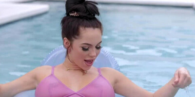 Busty brunette girl loves playing with her stepdad's big cock when mommy's not home