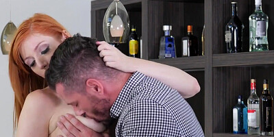 Lovely ginger Lauren Phillips is being fucked by a horny man