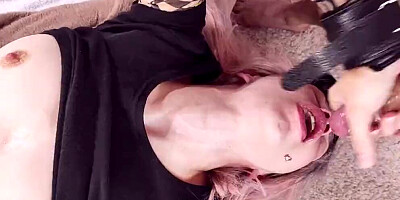 Hardcore upside down throat fuck for my stepsister