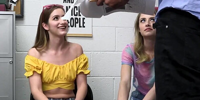 Black cop is punishing two teen shoplifters with his giant pecker