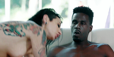 Black stud Jason Brown is eating Joanna Angel's delicious pussy