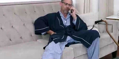 Hot Woman In Glasses Fucks With A Dicky Grandfather In The Bedroom And Cums