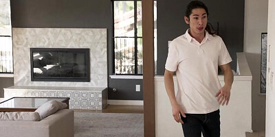 April Snow sucks a cock and gets fucked in hairy cunt