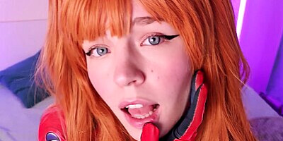 Asuka Langley sucks a fat cock