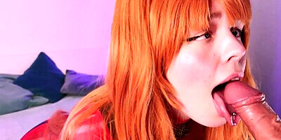 Asuka Langley sucks a fat cock